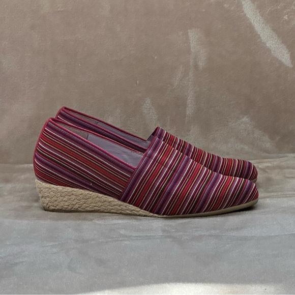SAS Becky Slip On Wedge Multi Colored Stripe Size 8W - Picture 1 of 10